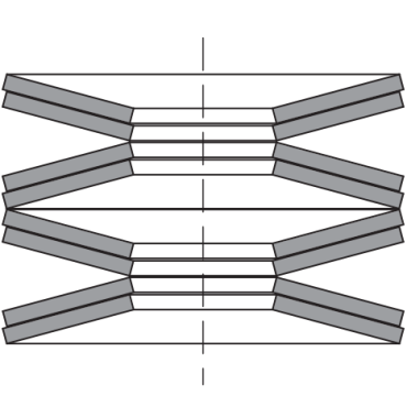 <b>EN COMBINAISON</b><br> Déviation : Disque unique multiplié par le nombre de disques en série<br> Force : Disque unique multiplié par le nombre de disques parallèles dans une série